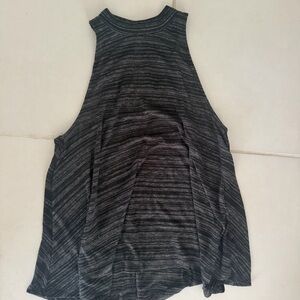 Express Black & Gray Striped Racerback Tank Top